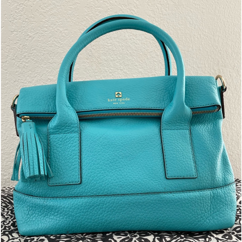 Kate Spade Turquoise pebble leather w/ Goldtone hardware & Tassel handbag